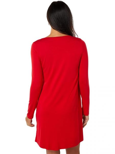 Длинное платье с высокой талией с длинным рукавом Michael Lauren красное