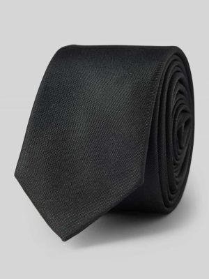 Jedwabny krawat w jednolitym kolorze Olymp Level Five czarny