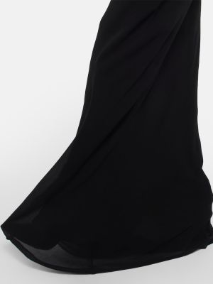 Svilena dolga obleka Saint Laurent črna