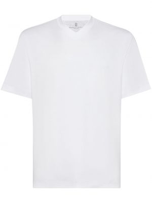 T-krekls ar v veida izgriezumu Brunello Cucinelli balts