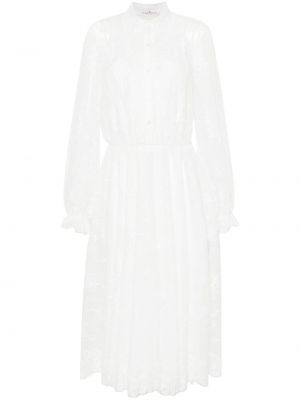 Nėriniuotas gėlėtas midi suknele Ermanno Scervino balta