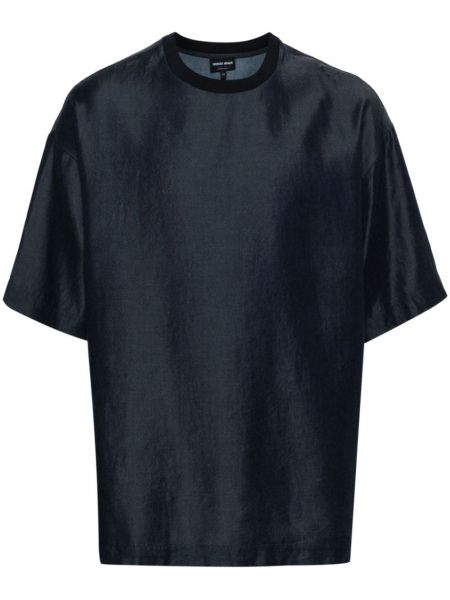 Haftowana koszulka Giorgio Armani niebieska