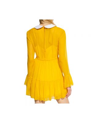 Mini vestido de seda de gasa Gucci amarillo