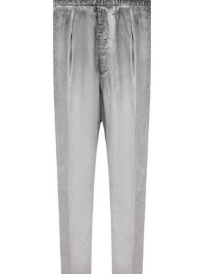 Льняные брюки из вискозы Giorgio Armani серые