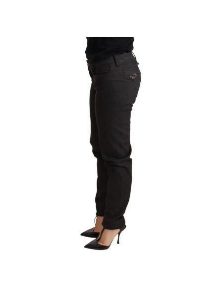 Jeansy skinny z niską talią slim fit bawełniane Ermanno Scervino czarne