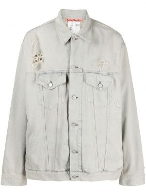 Bavlnená roztrhaná džínsová bunda Acne Studios sivá