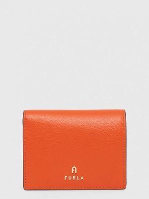Bőr pénztárca Furla narancsszínű