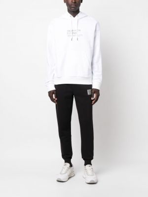 Hoodie en coton à imprimé Calvin Klein blanc