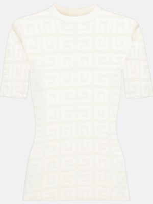Žakárové viskózové tričko z polyesteru Givenchy - biela