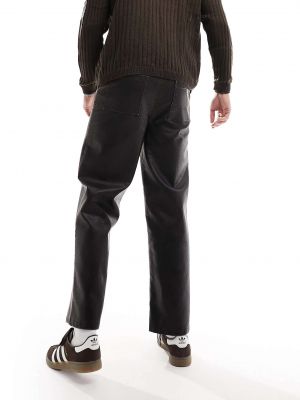 Кожаные прямые брюки Reclaimed Vintage черные