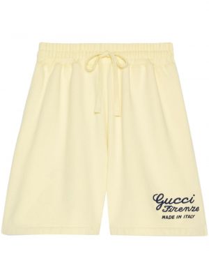 Haftowane szorty z dżerseju Gucci żółte