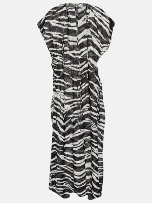 Памучна макси рокля с принт с принт зебра Stella Mccartney