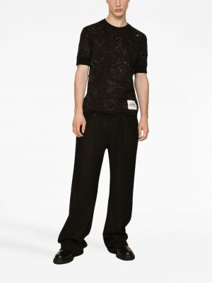 Květinové bavlněné tričko Dolce & Gabbana černé