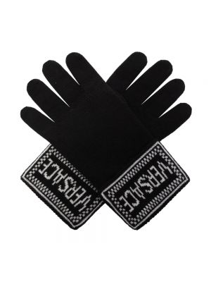 Rękawiczki wełniane Versace czarne