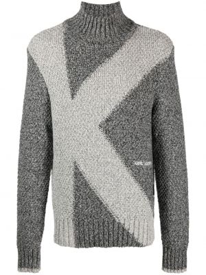 Žakárový sveter Karl Lagerfeld sivá