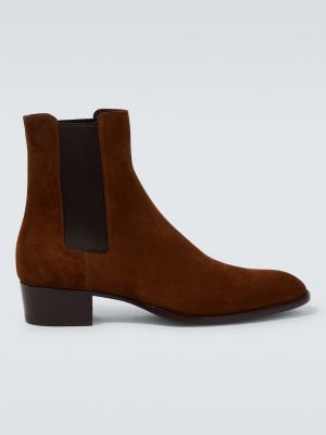 Замшевые ботинки челси Saint Laurent коричневые