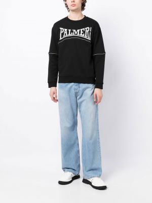 Medvilninis siuvinėtas džemperis Palmer juoda