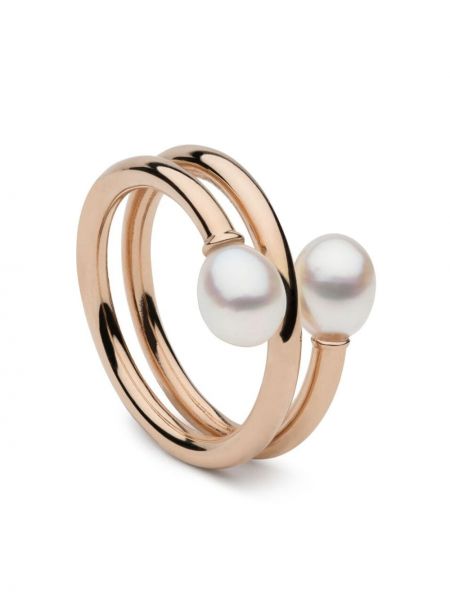 Rozā zelta gredzens ar pērļu Autore Moda