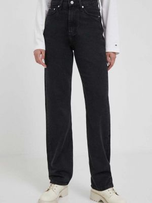 Дънки с висока талия Calvin Klein Jeans черно