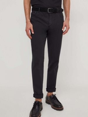 Jednobarevné kalhoty Tommy Hilfiger černé