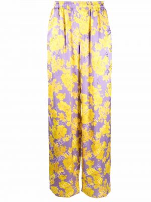 Pantaloni cu picior drept cu model floral Vetements galben