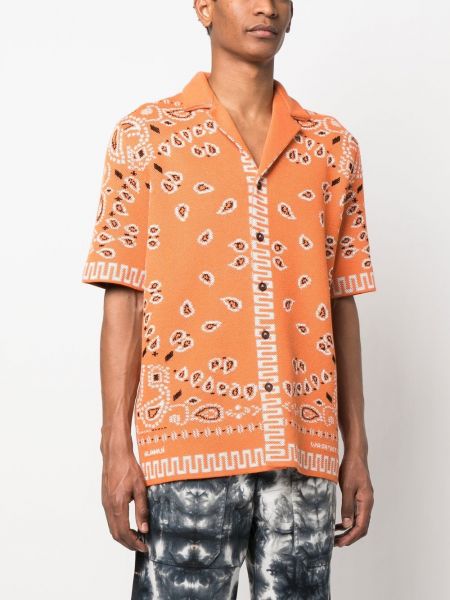Camicia di cotone con stampa Alanui arancione