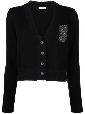 Strikke strikkegenser med knapper med button down-krage Peserico svart