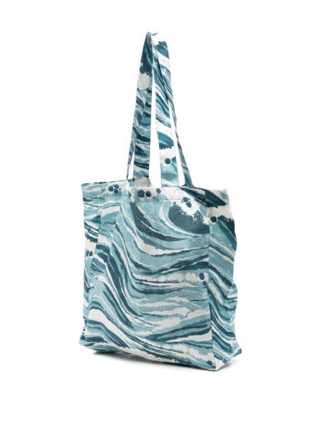 Abstrakte leinen shopper handtasche mit print Maison Kitsuné