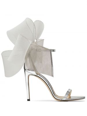 Sandály s mašlí Jimmy Choo stříbrné