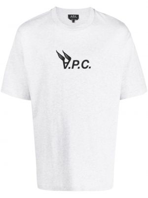 Памучна тениска с принт A.p.c. сиво