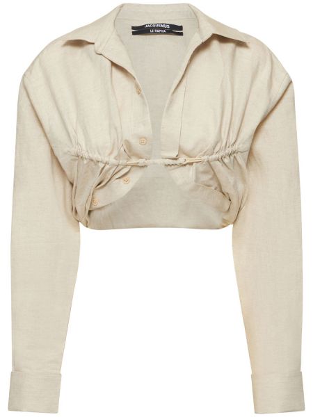 Camisa de lino de algodón Jacquemus beige