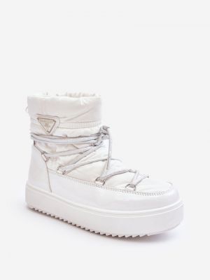 Зимни обувки за сняг с връзки на платформе с дантела Kesi бяло