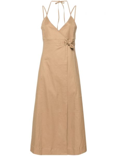 Wickelkleid mit fischgrätmuster Ganni beige