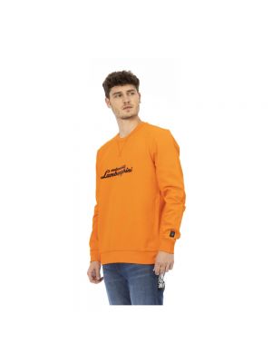 Sweter bawełniany z nadrukiem Automobili Lamborghini pomarańczowy