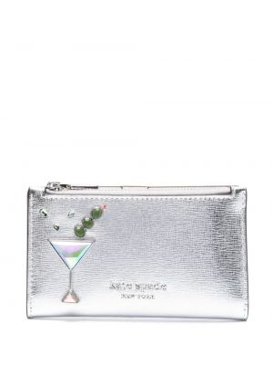 Usnjena denarnica Kate Spade srebrna