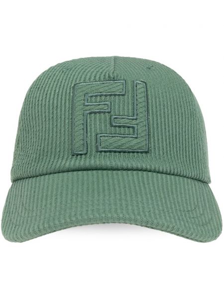 Haftowana czapka z daszkiem Fendi zielona