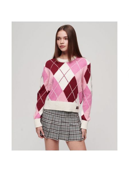 Жаккардовый свитер Superdry розовый