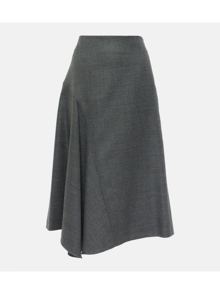 Falda midi de lana asimétrico Brunello Cucinelli gris