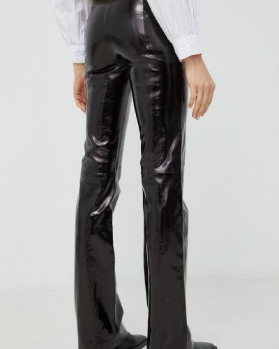 Pantaloni cu talie înaltă din piele Gestuz negru