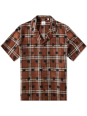 Клетчатая рубашка в горошек Burberry коричневая
