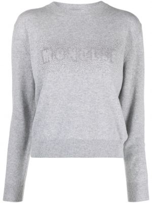 Вълнен пуловер с мъниста Moncler сиво