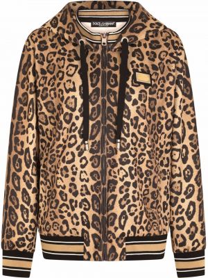 Raštuotas džemperis su gobtuvu leopardinis Dolce & Gabbana