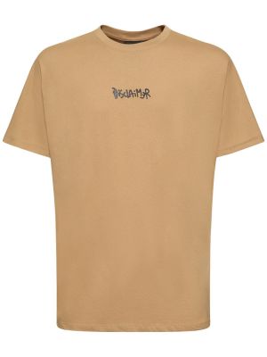 Medvilninis marškinėliai Disclaimer ruda