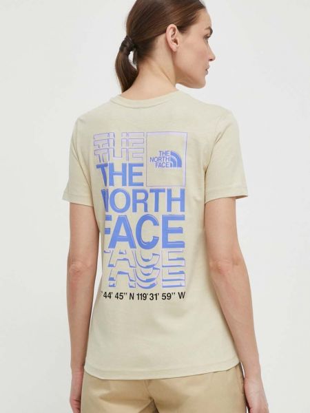Koszulka bawełniana The North Face beżowa
