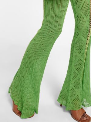 Puuvillased kõrge vöökohaga püksid Roberta Einer roheline