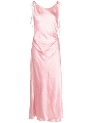 Saténové dlouhé šaty Acne Studios ružová