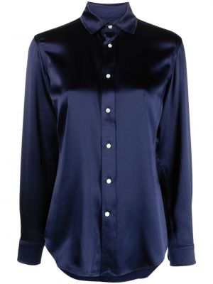 Hodvábna košeľa Polo Ralph Lauren modrá