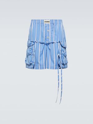 Shorts en coton à rayures Jacquemus bleu