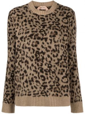 Пуловер с леопардов принт N°21 кафяво