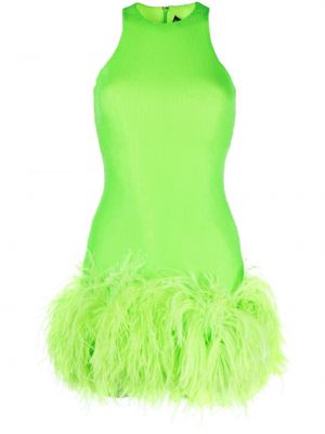 Koktejlkové šaty s perím David Koma zelená